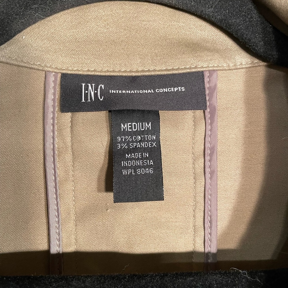 INC International Concepts Khaki Utility Jacket with Lace-Up Details - Picture 4 of 7